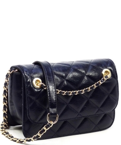 Quilted Flap Over Crossbody Bag  DL710Q BLACK